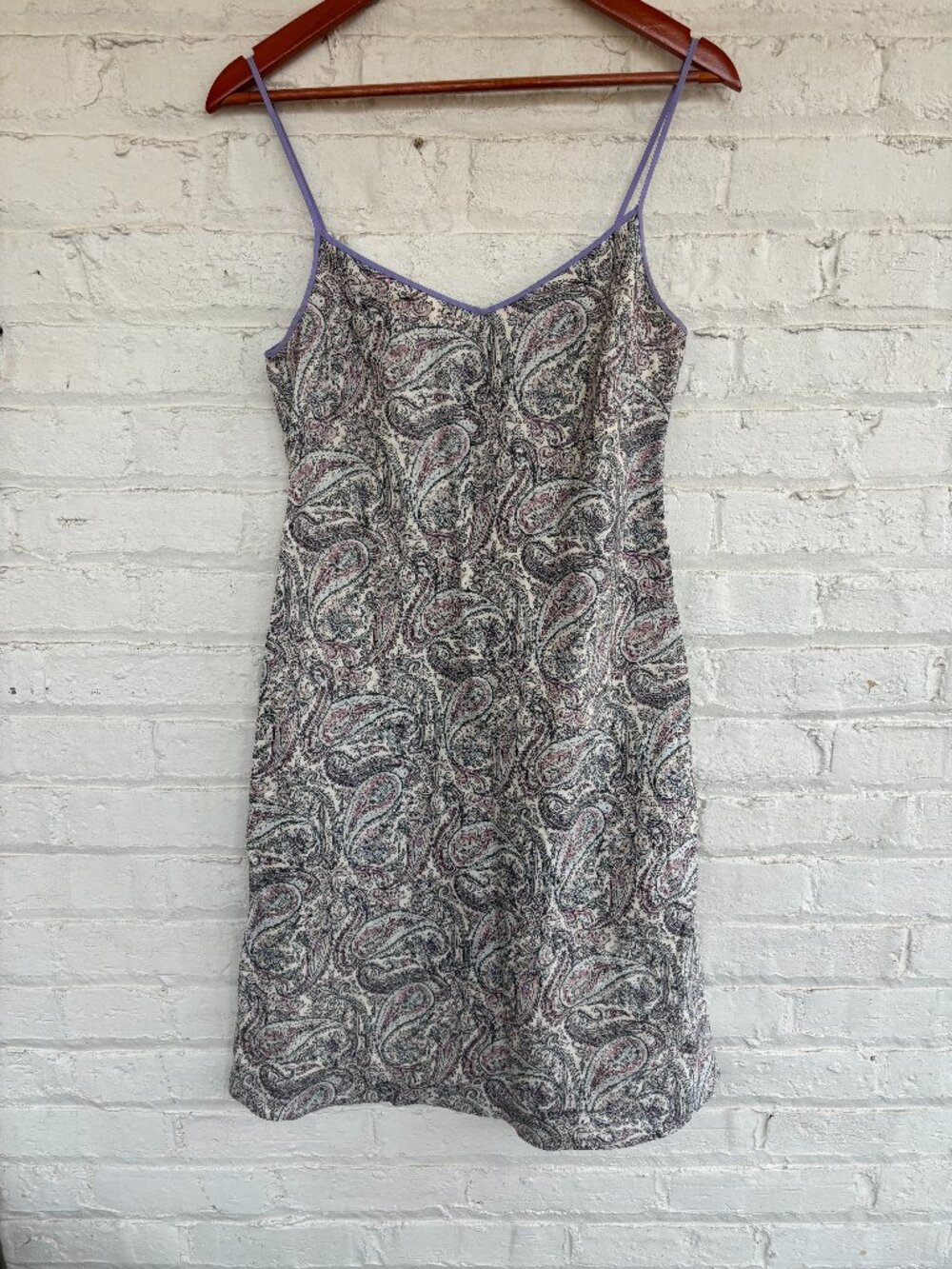 J. Crew Paisley Slip Dress in Lavender Trim